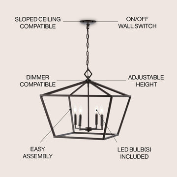 Gatsby 23" Adjustable Iron Rustic Glam LED Pendant